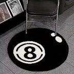 VIKAMA Black 8-Ball round Pile Carpet, Anti-Slip Carpet for the Bedroom, Soft Pile Carpet for the Living Room, Home Decoration