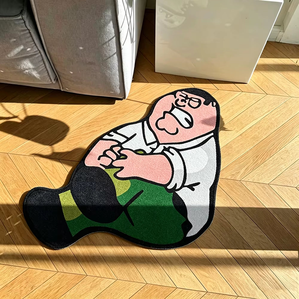 Fun Cartoon Character Irregular-Shaped Rug Home Decor Bedroom Bedside Floor Mat Soft Comfortable Carpet Washable Easy Clean