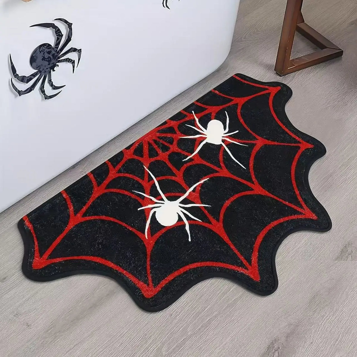Halloween Spider Web Door Mat Non Slip Absorbent Foot Rug Gothic Decor for Porch Bathroom Bedroom Indoor Festival Decoration
