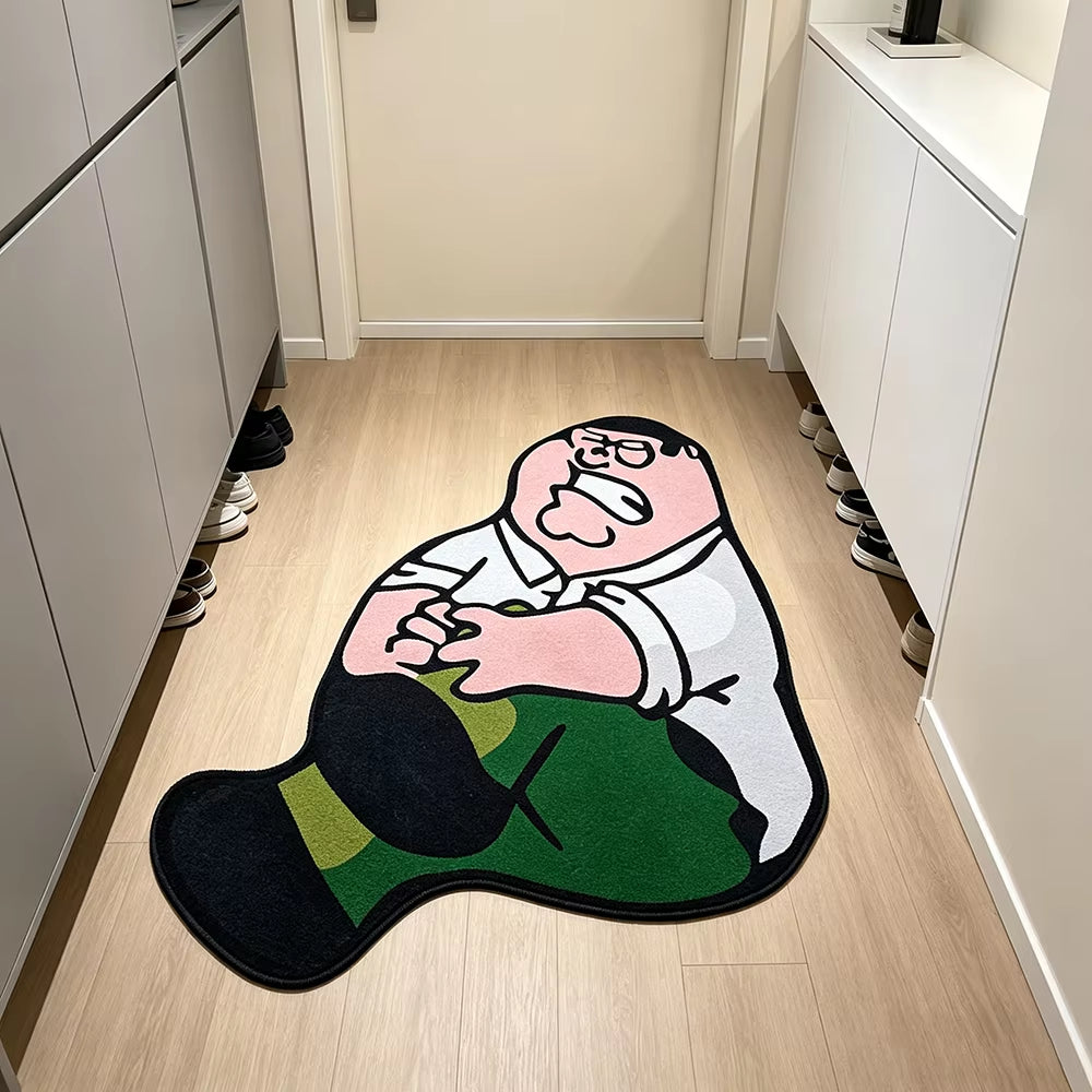 Fun Cartoon Character Irregular-Shaped Rug Home Decor Bedroom Bedside Floor Mat Soft Comfortable Carpet Washable Easy Clean
