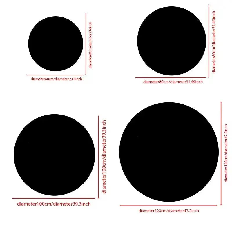 VIKAMA Black 8-Ball round Pile Carpet, Anti-Slip Carpet for the Bedroom, Soft Pile Carpet for the Living Room, Home Decoration