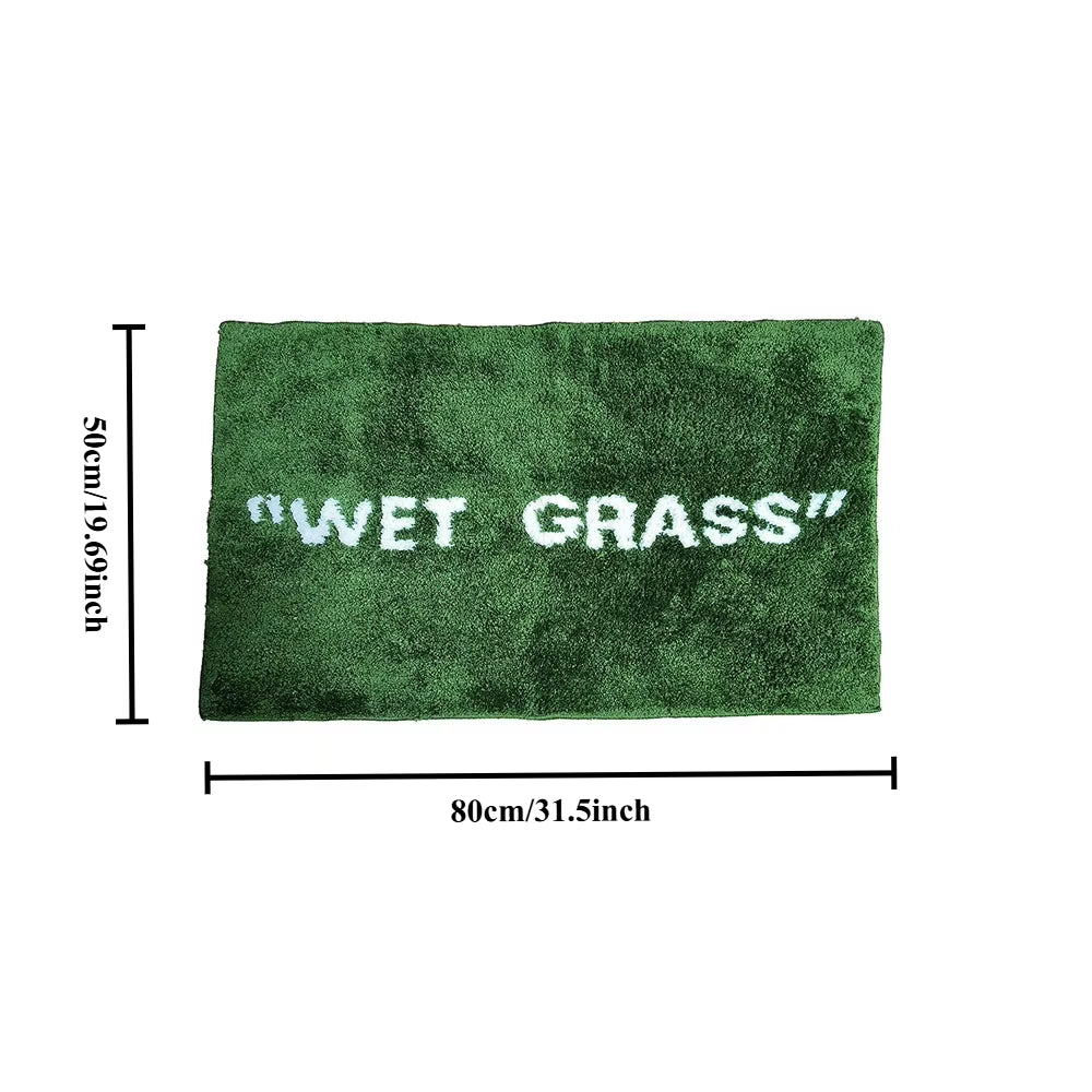 50X80Cm Trendy Fashion Wet Grass Doormat Flocking Tufted Carpet Green Grass Fluffy Plush Lounge Bedroom Bedside Rug Floor Mat