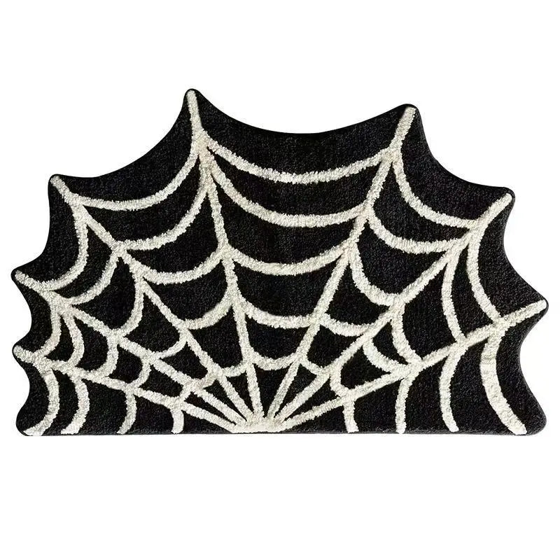 Halloween Spider Web Door Mat Non Slip Absorbent Foot Rug Gothic Decor for Porch Bathroom Bedroom Indoor Festival Decoration