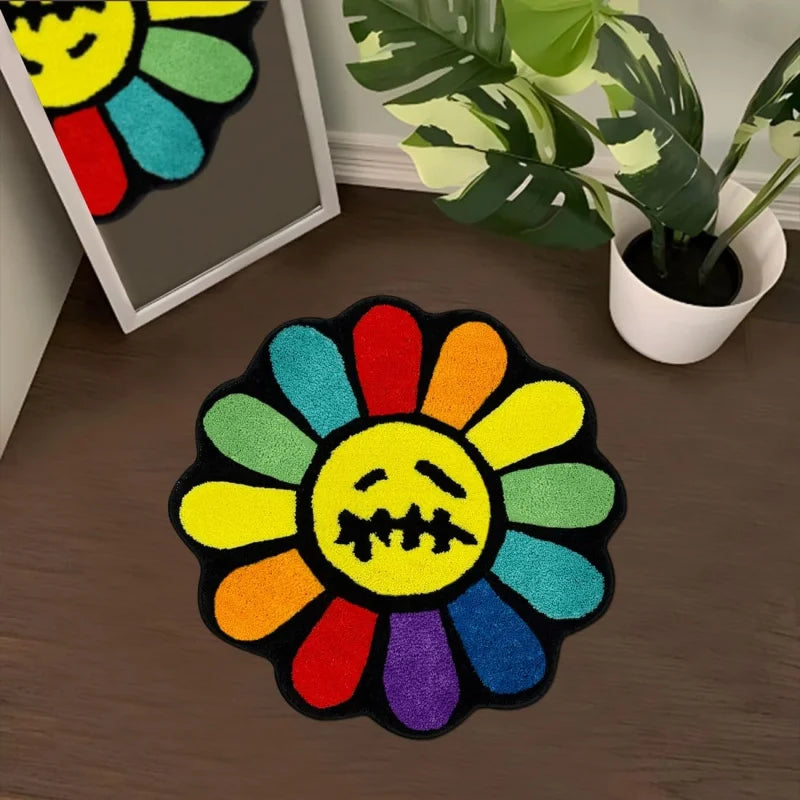 Gothic Sunflower Non-Slip Floor Mat Absorbent Bathroom Living Room Bedroom Bedside Carpet Home Decorative Rug