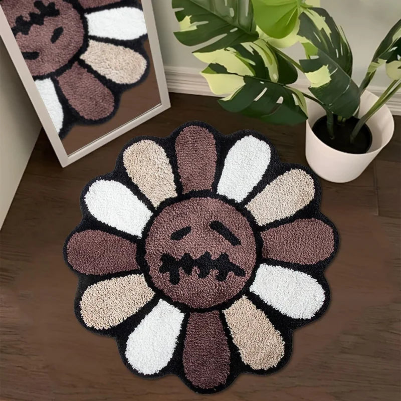 Gothic Sunflower Non-Slip Floor Mat Absorbent Bathroom Living Room Bedroom Bedside Carpet Home Decorative Rug