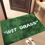 50X80Cm Trendy Fashion Wet Grass Doormat Flocking Tufted Carpet Green Grass Fluffy Plush Lounge Bedroom Bedside Rug Floor Mat