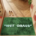 50X80Cm Trendy Fashion Wet Grass Doormat Flocking Tufted Carpet Green Grass Fluffy Plush Lounge Bedroom Bedside Rug Floor Mat
