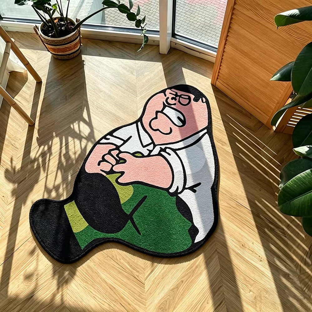 Fun Cartoon Character Irregular-Shaped Rug Home Decor Bedroom Bedside Floor Mat Soft Comfortable Carpet Washable Easy Clean