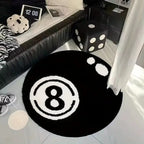 VIKAMA Black 8-Ball round Pile Carpet, Anti-Slip Carpet for the Bedroom, Soft Pile Carpet for the Living Room, Home Decoration