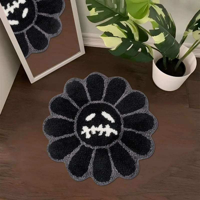 Gothic Sunflower Non-Slip Floor Mat Absorbent Bathroom Living Room Bedroom Bedside Carpet Home Decorative Rug